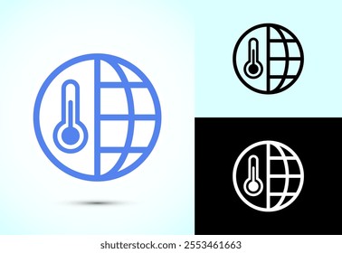 Climate change icon design, Global warming, Earth temperature icon