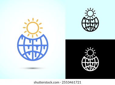 Climate change icon design, Global warming, Earth temperature icon