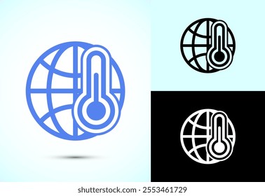 Climate change icon design, Global warming, Earth temperature icon