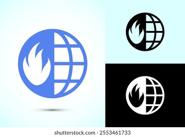 Climate change icon design, Global warming, Earth temperature icon