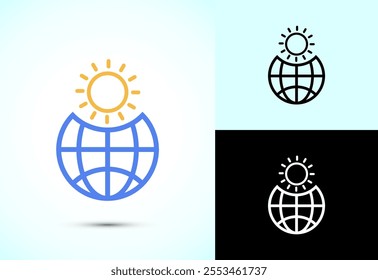 Climate change icon design, Global warming, Earth temperature icon