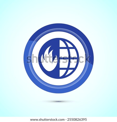 Climate change icon design, Global warming, Earth temperature icon, Blue Color Button Design
