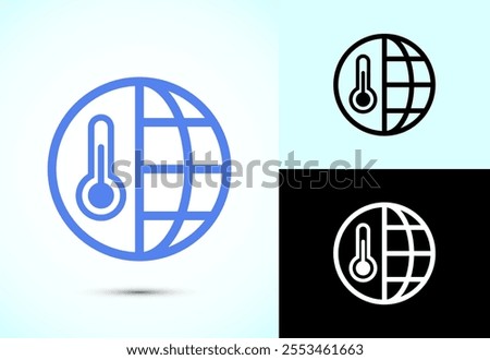 Climate change icon design, Global warming, Earth temperature icon