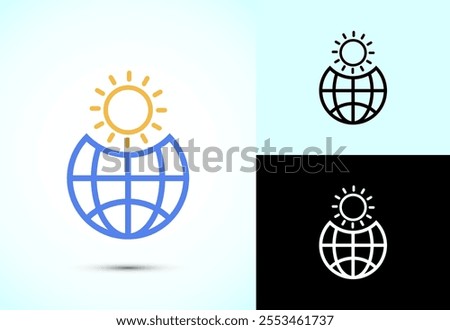 Climate change icon design, Global warming, Earth temperature icon