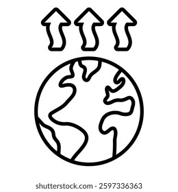 climate change  icon, designed with black editable stroke, representing global warming and environment