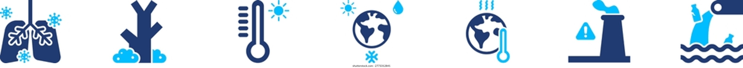 Climate change icon set. environment, globalwarming, ecology, temperature, sustainability. solid style icon collection.