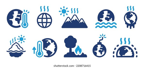 Klimaschutz-Symbol-Set. Symbol für die globale Erwärmung einzeln auf weißem Hintergrund.