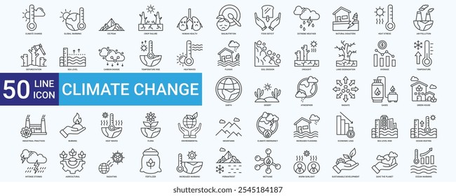 Klimawandel-Symbol mit globaler Erwärmung, menschlicher Gesundheit, Temperatur, Erde, Hitze, Atmosphäre, Verbrennung und Entwaldung