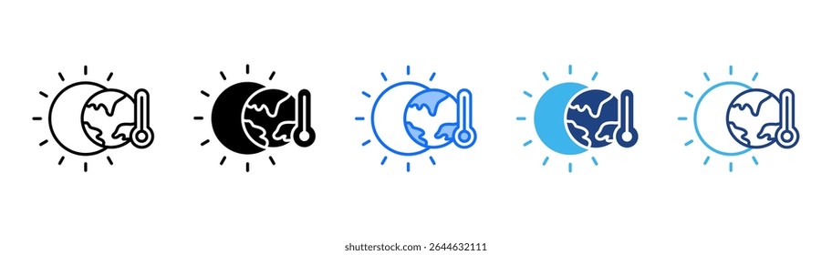 Climate Change icon set multiple style collection