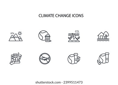 Climate change icon set.vector.Editable stroke.linear style sign for use web design,logo.Symbol illustration.