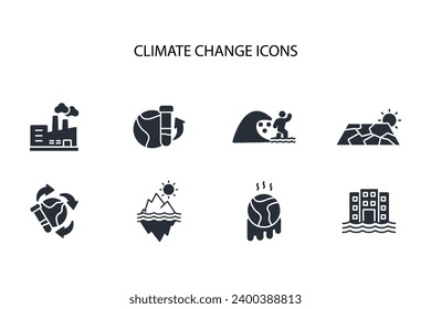 Climate change icon set.vector.Editable stroke.linear style sign for use web design,logo.Symbol illustration.