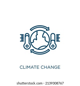 Climate Change Icon. Thin Linear Climate Change Outline Icon Isolated On White Background. Line Vector Climate Change Sign, Symbol For Web And Mobile