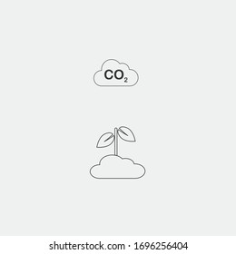 icono del cambio climático vectores crecimiento de plantas de dióxido de carbono e icono de deforestación