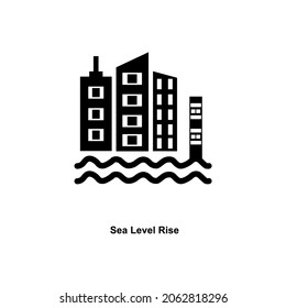 Climate Change Icon Vector, Sea Level Rise, Suitable For Web Icon, Etc.