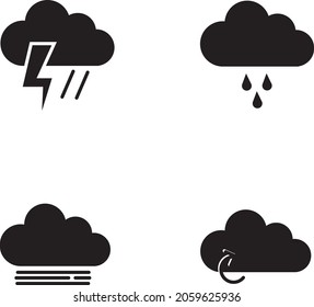 Iconos del cambio climático con símbolos de nubes