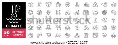Climate change icons set. editable line icons, linear, environmental symbols