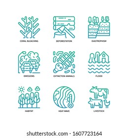 Climate Change icons set gradient style