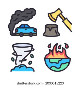 climate change icons set. Perfect for website mobile app, app icons, presentation, illustration and any other projects.