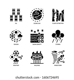Climate Change icons set solid style