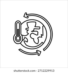 Symbole des Klimawandels. einfache Linien-Vektorgrafik