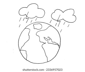 Climate change illustration image. 
Hand drawn image artwork of a climate change. 
Simple cute original logo.
Hand drawn vector illustration for posters, cards, t-shirts.