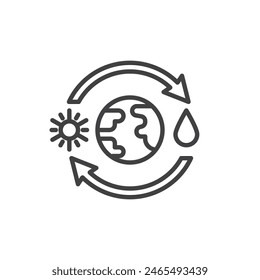Climate Change Impact line icon. linear style sign for mobile concept and web design. Global climate change outline vector icon. Symbol, logo illustration. Vector graphics
