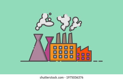 Climate change from industry and vehicle, save environment concept, global warming cause, flat lay design, 5000x3000 pixel of artboard