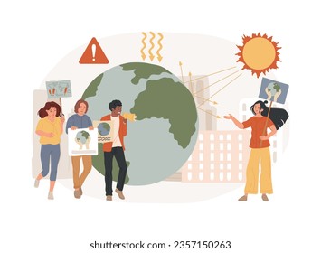 Climate change isolated concept vector illustration. Environmental activist demonstration, global warming report, weather, climatic condition change cause, greenhouse effect vector concept.