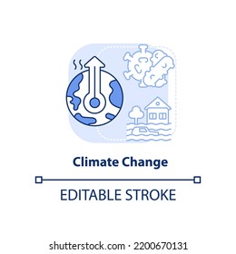 Climate change light blue concept icon. Reason for increased risk of pandemic abstract idea thin line illustration. Isolated outline drawing. Editable stroke. Arial, Myriad Pro-Bold fonts used