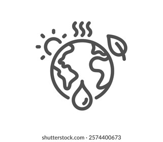 Climate change line icon. Global warming sign. Planet sustainability symbol. Quality design element. Linear style climate change icon. Editable stroke. Vector