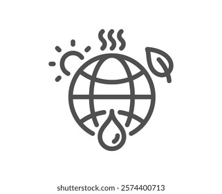 Climate change line icon. Global warming sign. Planet sustainability symbol. Quality design element. Linear style climate icon. Editable stroke. Vector