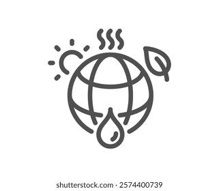 Climate change line icon. Global warming sign. Planet sustainability symbol. Quality design element. Linear style climate change icon. Editable stroke. Vector