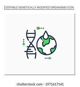 Climate change line icon. GMO harmful effects on climate. Global warming. Genetically modified organism concept. Isolated vector illustration.Editable stroke