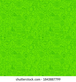 Climate Change Line Seamless Pattern. Vector Illustration of Outline Background.