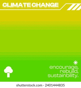 Climate Change Minimal Line Frame Template with Pixel Green Dither Gradient Background
