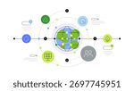 Climate change and natural disasters statistics and solution search. Abstract scheme. Flat graphics. Vector file.