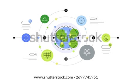 Climate change and natural disasters statistics and solution search. Abstract scheme. Flat graphics. Vector file.
