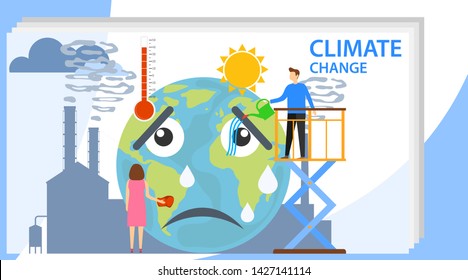 Climate change, people influence climate change. Climate change. Vector illustration, vector.