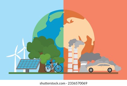 climate change, recycle,  sustainability, Greenhouse effect, global warming infographic element. vector illustration