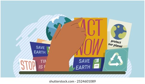 Climate change. Save the planet. Save Earth. Environmental protection plays pivotal role in addressing global warming Combatting climate change requires collective efforts and innovative