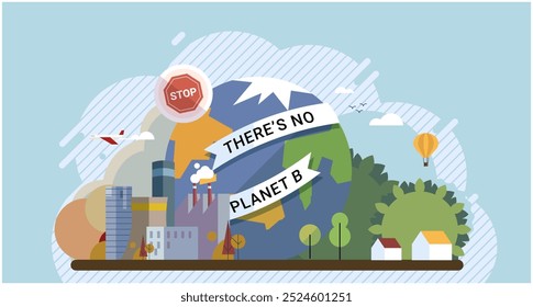 Mudanças climáticas. Salve o planeta. Nenhum plano B A poluição da Terra representa uma ameaça significativa ao bem-estar de nossos planetas Vamos trabalhar juntos para salvar o planeta escolhendo recursos renováveis Mundo