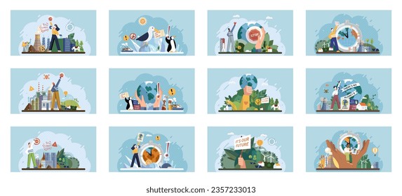 Climate change. Save the planet. Vector illustration Taking steps to change climate patterns is essential for sustainable future Embracing sustainability is our responsibility for environmental