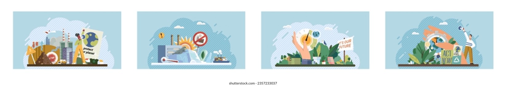 Climate change. Save the planet. Vector illustration On World Environment Day, lets commit to making greener choices Environmental protection is key to mitigating impacts global warming By addressing