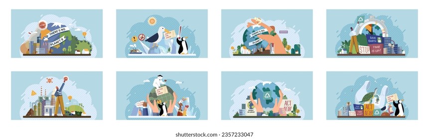 Climate change. Save the planet. Vector illustration We must take significant steps to change climate patterns and secure better future Environmental protection is paramount in face escalating global