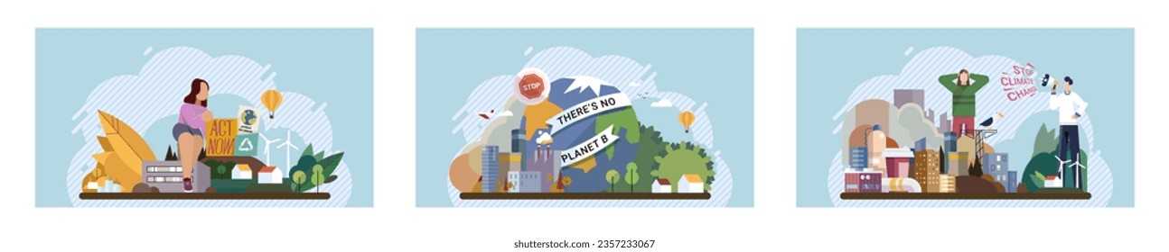 Climate change. Save the planet. Vector illustration Embracing environmental protection measures cmitigate effects global warming Its time to prioritize sustainability and combat climate change