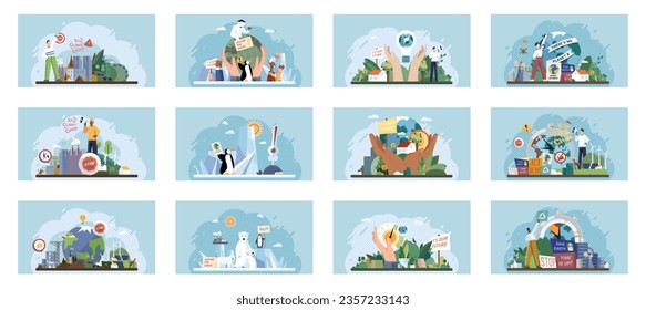 Climate change. Save the planet. Vector illustration Embracing sustainability is crucial for tackling challenges global warming We must take meaningful actions to change climate patterns and safeguard