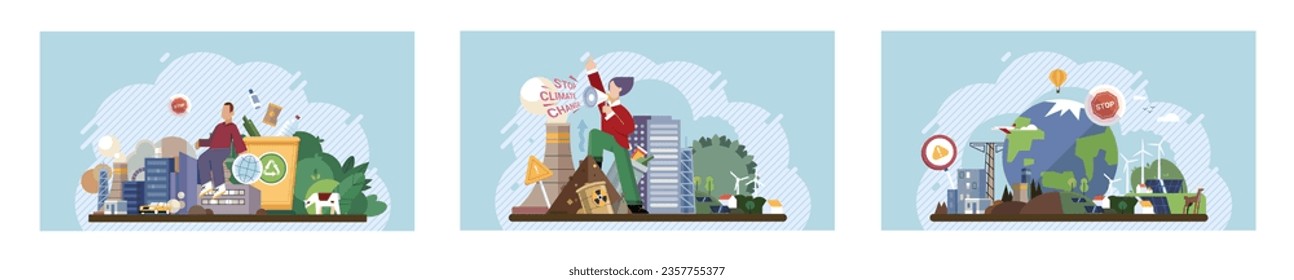 Climate change. Save the planet. Vector illustration Earth pollution negatively impacts ecosystems and humhealth Celebrate World Environment Day by advocating for positive environmental changes