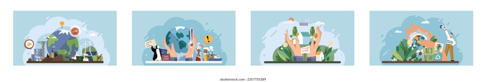 Climate change. Save the planet. Vector illustration Earth pollution calls for systemic changes to reduce environmental harm Choose renewable resources to lessen your ecological footprint and combat