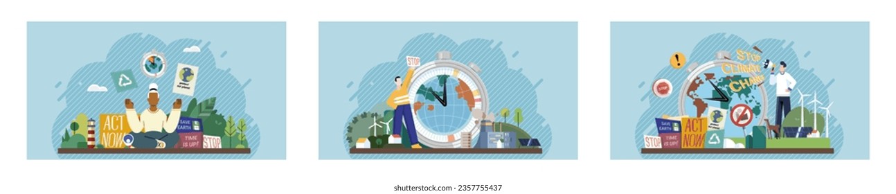 Climate change. Save the planet. Vector illustration Lets address climate change and protect earth through sustainable practices Earth pollution is pressing issue that requires immediate attention