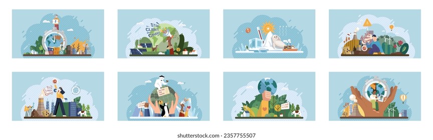 Climate change. Save the planet. Vector illustration Choose renewable resources to lessen your ecological footprint and combat climate change On World Environment Day, lets commit to making positive